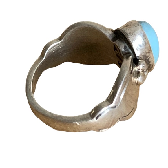 AT Designer Larimar Blue Sterling Silver Woman’s Ring Jewelry Gorgeous Feminine - Picture 1 of 11
